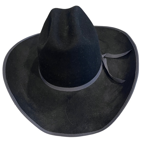 Double S Black Cowboy Hat Amarillo 7 100% Wool - Picture 1 of 4